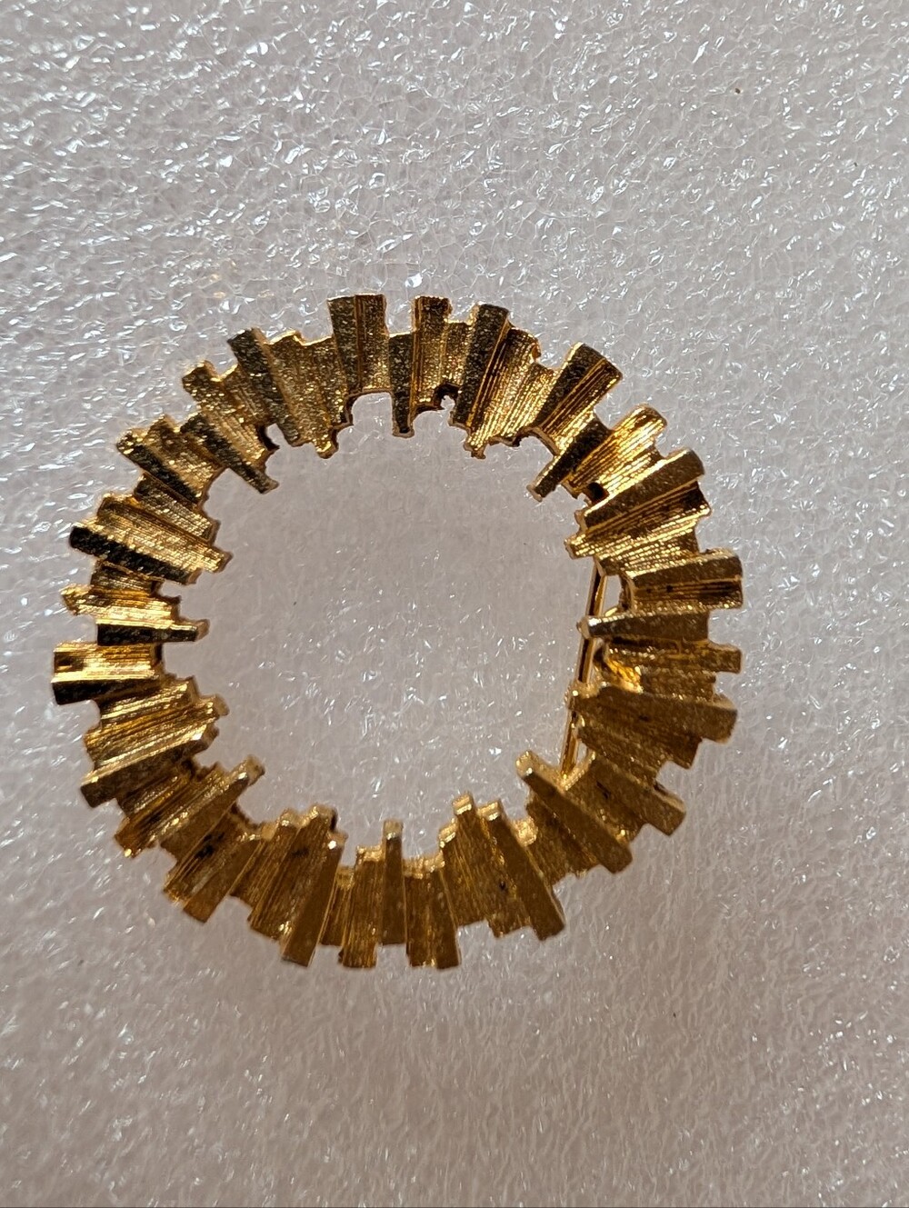 Gold Textured Circular Brooch